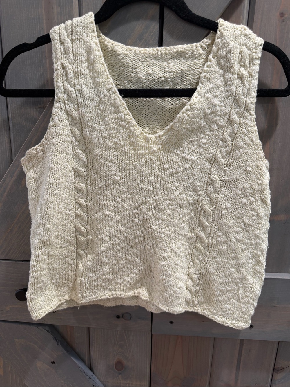 Handmade Cream Cable Knit Sweater Vest Women’s Approx Small Boho Cottagecore